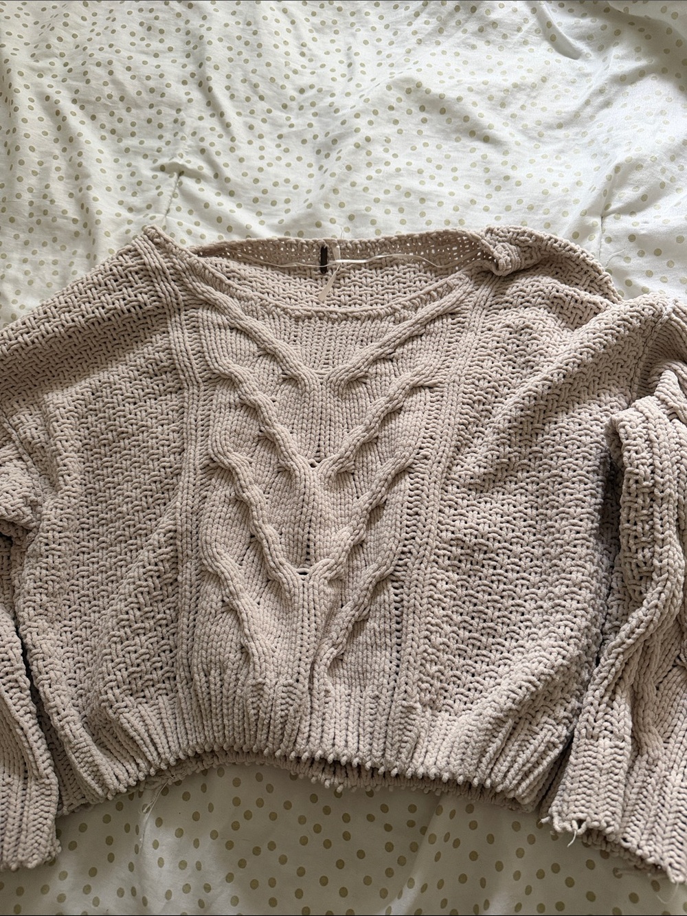 Free People Cable-Knit Cropped Sweater - Cream
